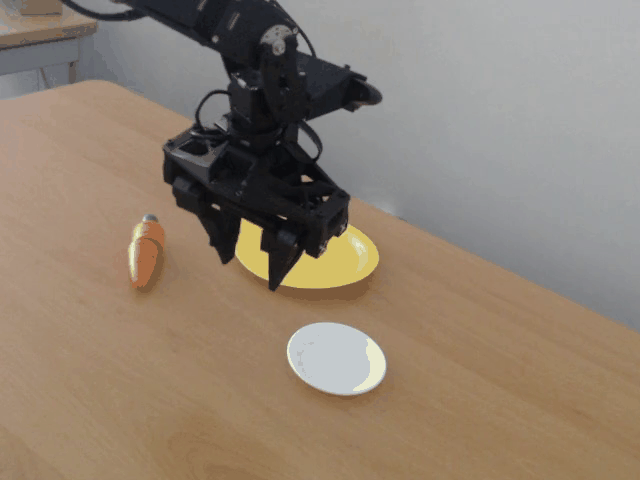 Demonstration for placing carrot on a plate